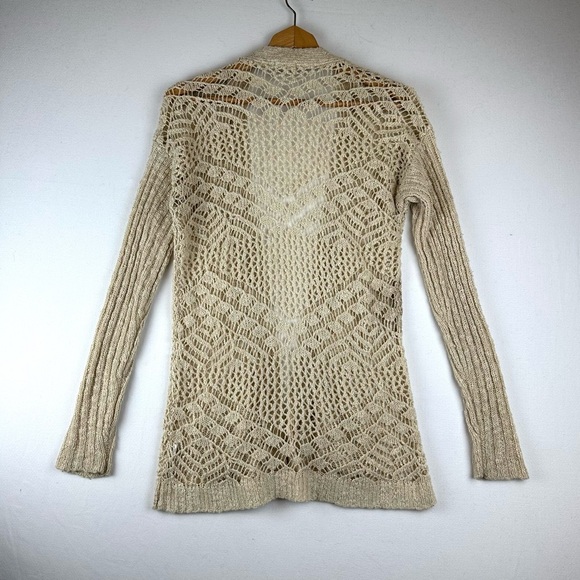 Eyeshadow Open Weave Crochet Lightweight Sweater Boho - Picture 3 of 7